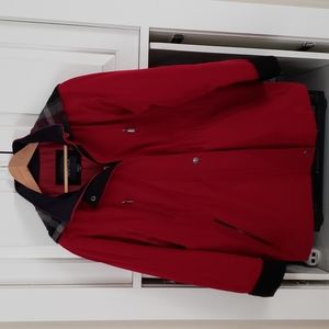 EUC. Nautica Women's Coat. Size MP. Red with Black Trim.